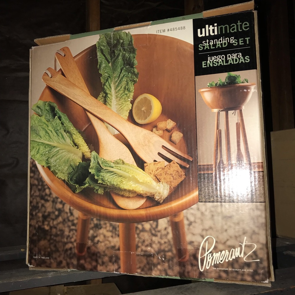 Large Teak Salad bowl on a stand